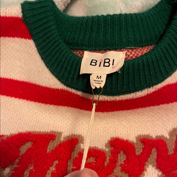 BiBi Red and White Striped Sweater with Green Details - Picture 3 of 4